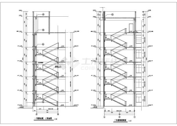 六层框架结构图书馆建筑方案施工图-图二