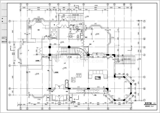 某地区大型别墅区室内平面建筑施工图 -图二