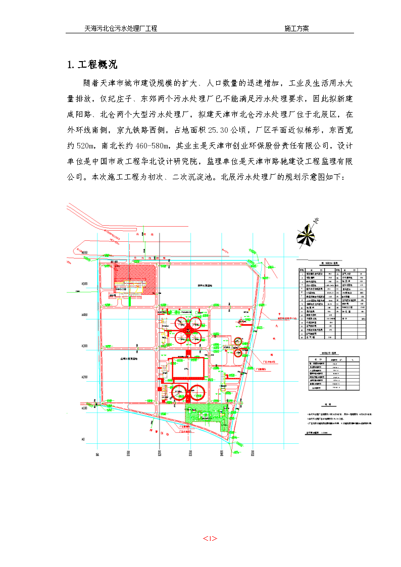 天海污北仓污水处理厂工程施工组织设计-图一