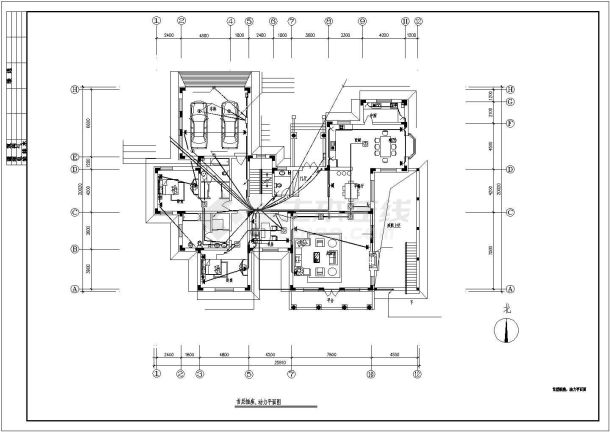 某地二层小型别墅电气设计施工CAD图-图二