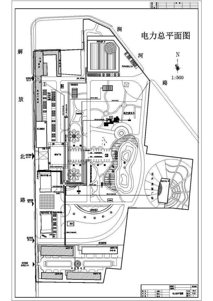 某游园电力灯光照明CAD设计平面图_图1