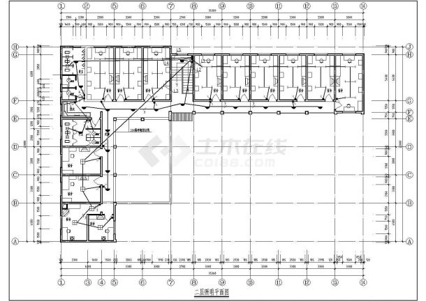 某大学男生宿舍楼电气CAD设计图纸-图二