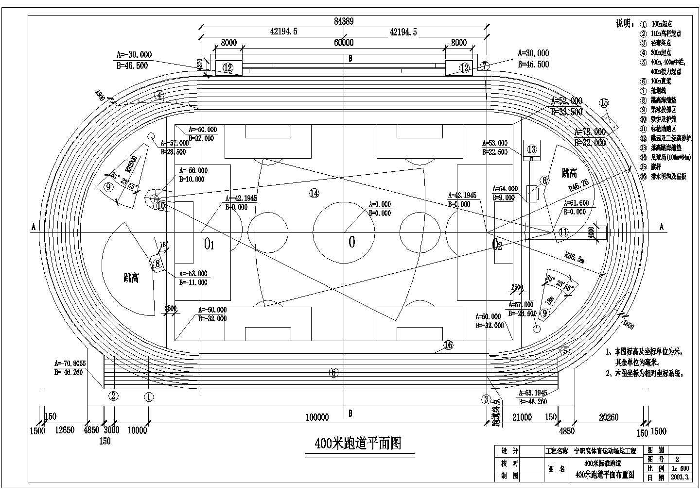 某小学400米标准田径场建筑设计施工图