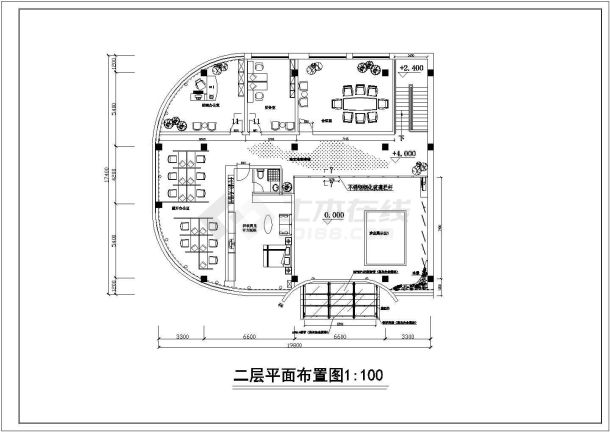 某楼盘售楼处装修cad施工设计图纸-图二