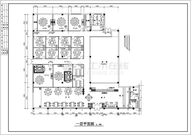 某地区整套餐厅室内装修cad图纸-图一