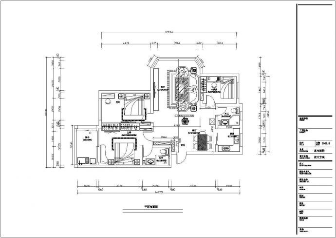 经典整套三居室室内装修cad施工设计图_图1