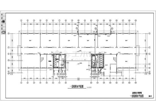整套小学教学楼给排水系统施工设计详图-图一