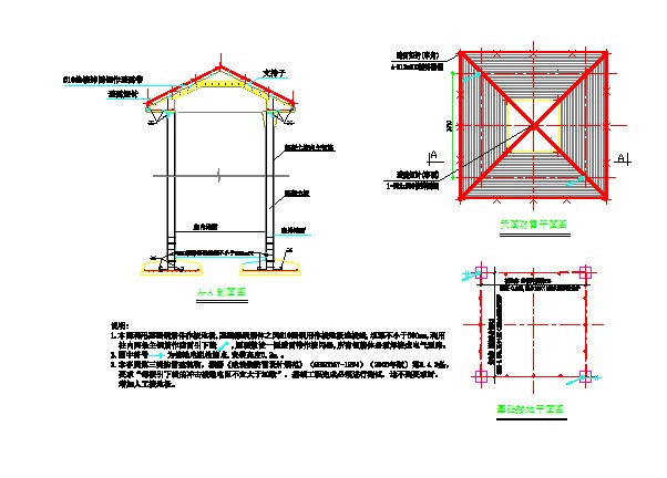中式 古建 四角亭 仿木柱 小青瓦 钢混结构 平立剖 节点 及结构全套施工图