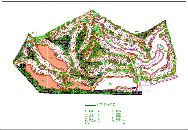 双山高尔夫球场园林绿化CAD设计图纸-图一