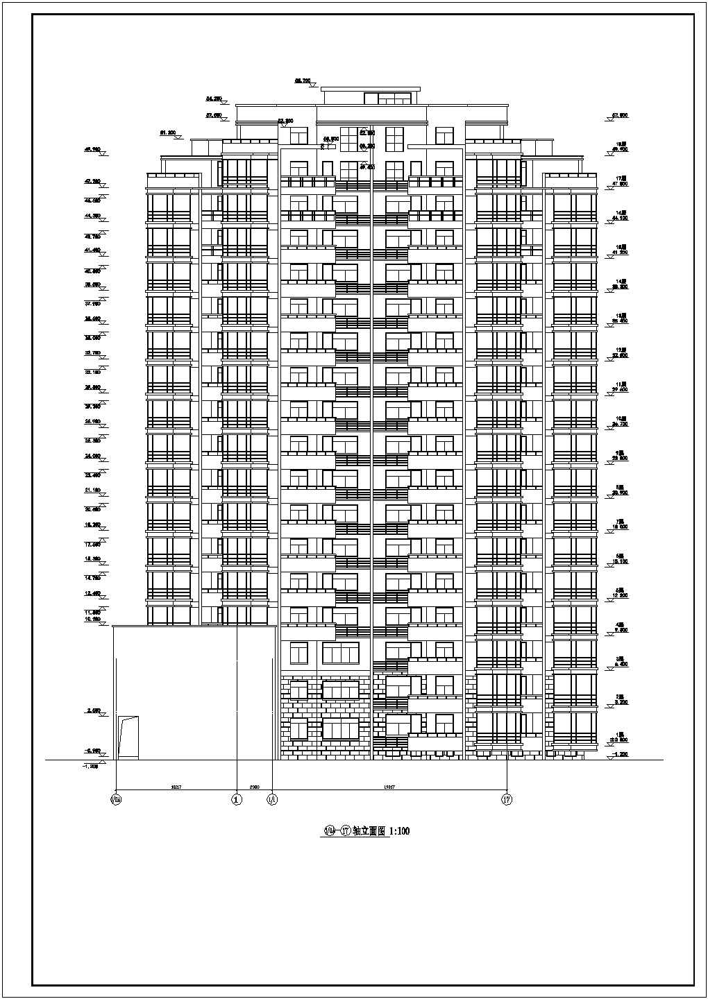 广西壮族自治区某城市高层住宅楼平立面施工图