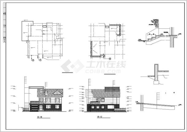 精美荷兰式别墅建筑设计图纸（共3张）-图一