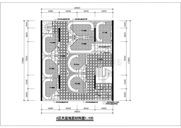 北京某大厦俱乐部cad平面布置施工图纸-图一