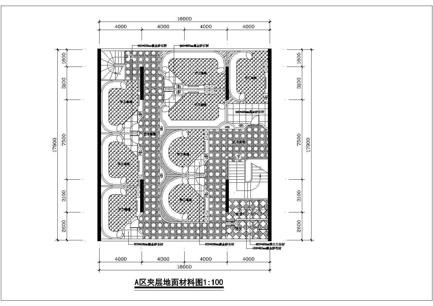 北京某大厦俱乐部cad平面布置施工图纸