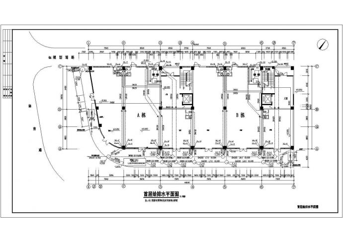[广东]六层综合楼给排水设计cad平立剖面施工图_图1
