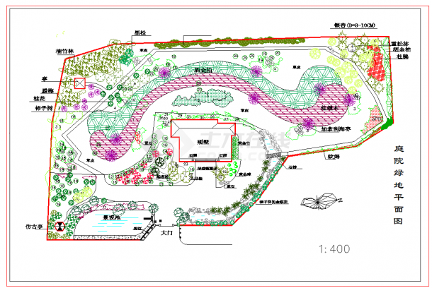 某豪华别墅庭院景观规划设计CAD图-图一