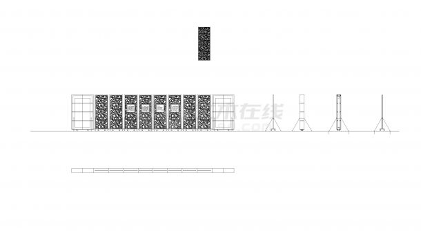 新中式 云纹铁艺镂空 LOGO景墙 详图 平立剖 节点 及 结构 全套 施工图-图一