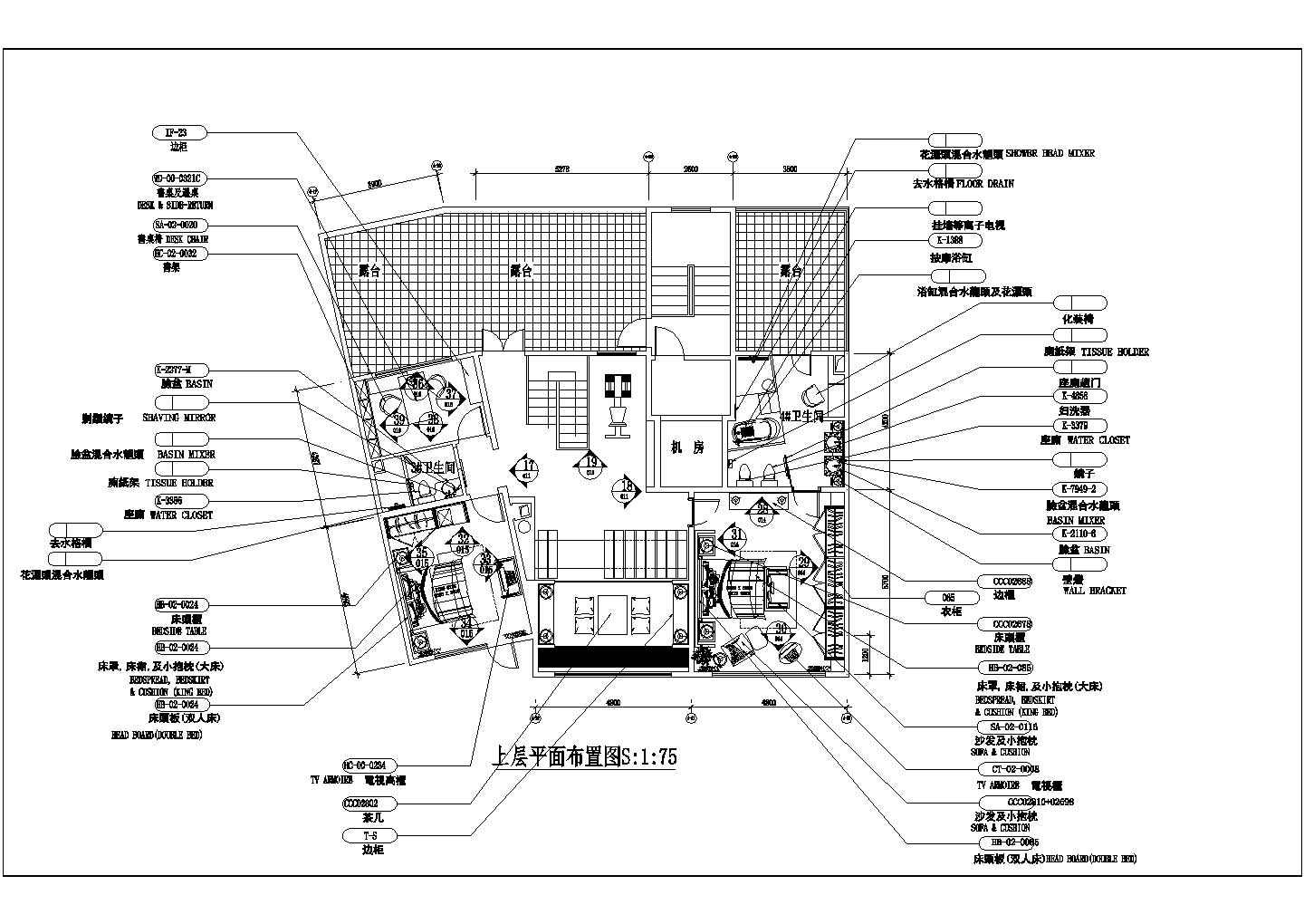 某经典复式阁楼室内装修cad施工图纸