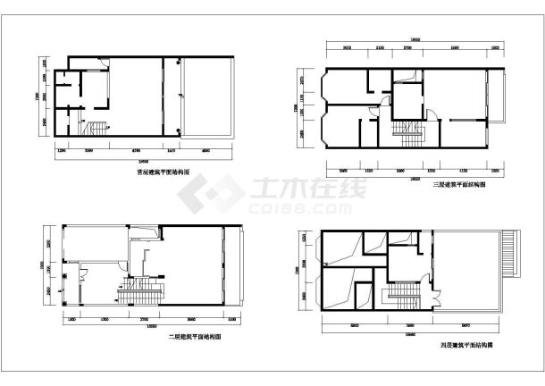 某地区整套一小栋别墅装修cad施工平面图纸-图一