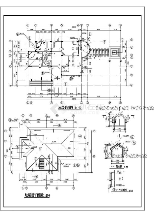 现代风格全套别墅建筑设计施工图纸-图二