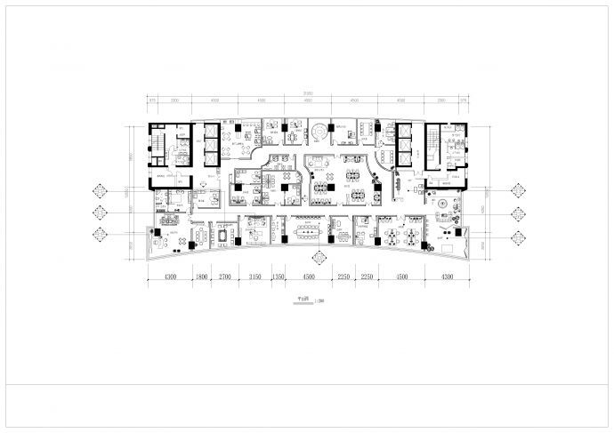 办公空间装修总图CAD图纸_图1
