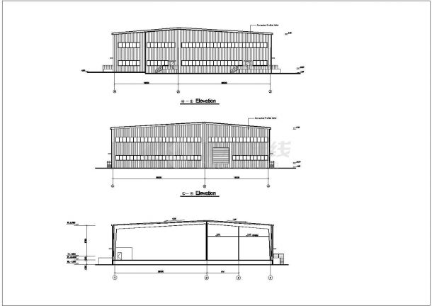 某公司厂房建筑设计施工CAD图纸-图二