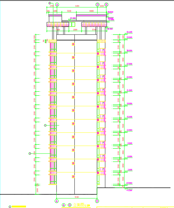 某城镇十二层商主楼建筑设计施工图