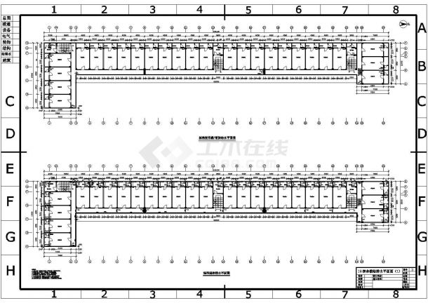 宿舍楼给排水建筑设计cad平立面施工图-图二