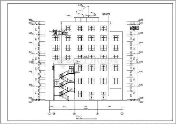 新华书店综合楼建筑设计CAD图纸-图一