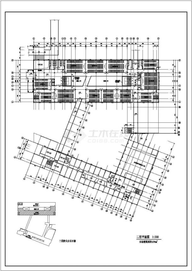 某大学人文馆社科楼建筑CAD设计图-图二