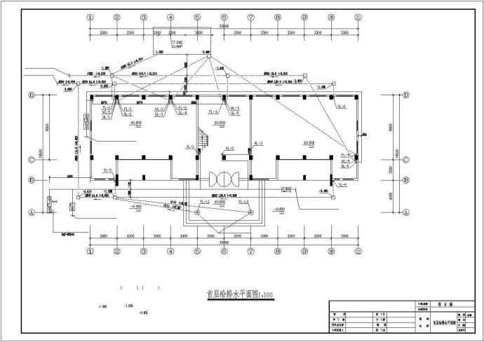 五层综合给排水系统设计cad平面施工图_图1