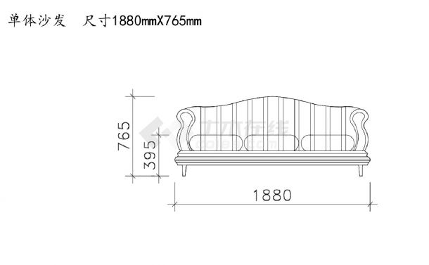 沙发类（整理图库）＆（立面）单体三座沙发正面侧面图28个(一）CAD图-图一