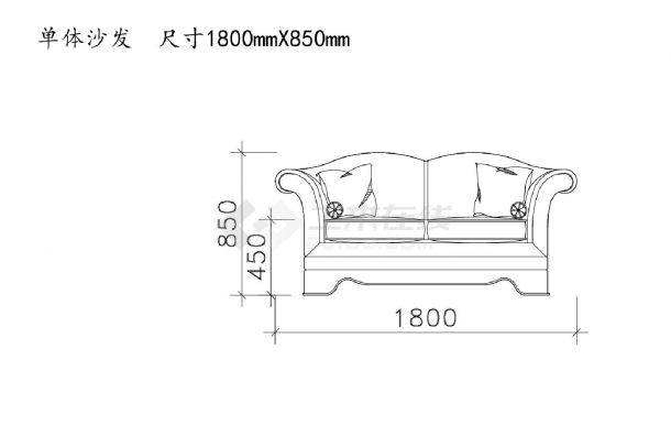 沙发类（整理图库）＆（立面）单体三座沙发正面侧面图28个(一）CAD图-图二