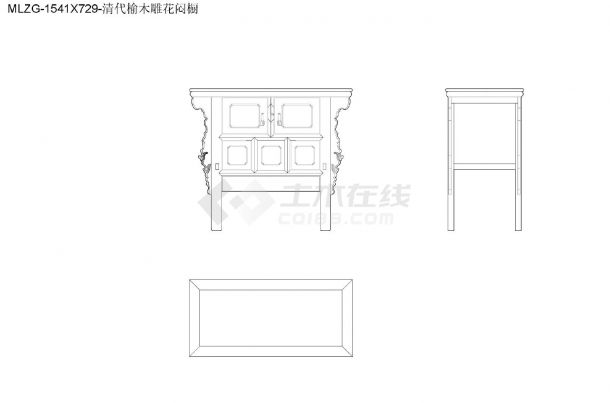 柜子类（整理图库）＆（平立面）（置物柜）清代置物柜平立侧面39个CAD图-图一