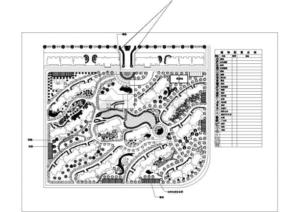 某花园小区植物配置绿化施工CAD图-图一