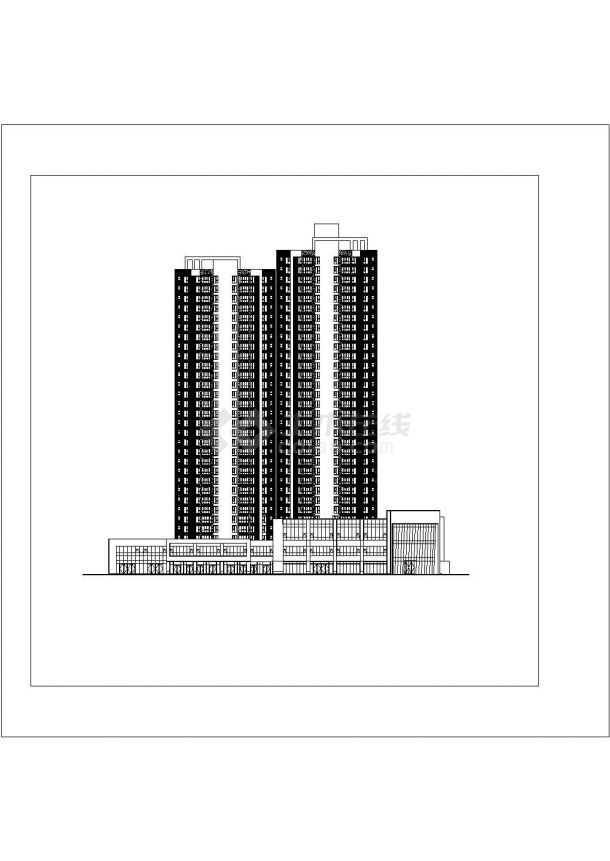 [西安]现代高层住宅带底商建筑cad施工图-图二