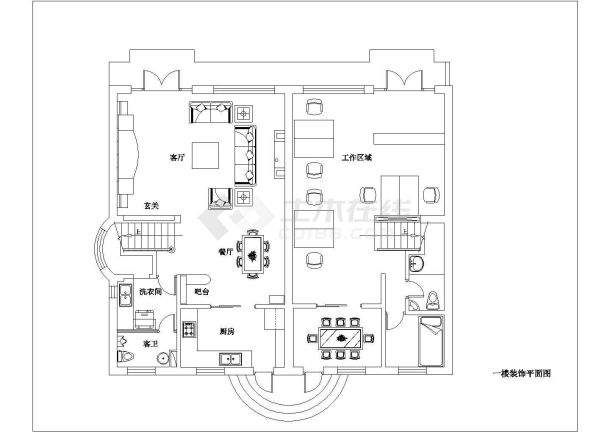 某独栋别墅全套平立面cad装修设计施工图-图一