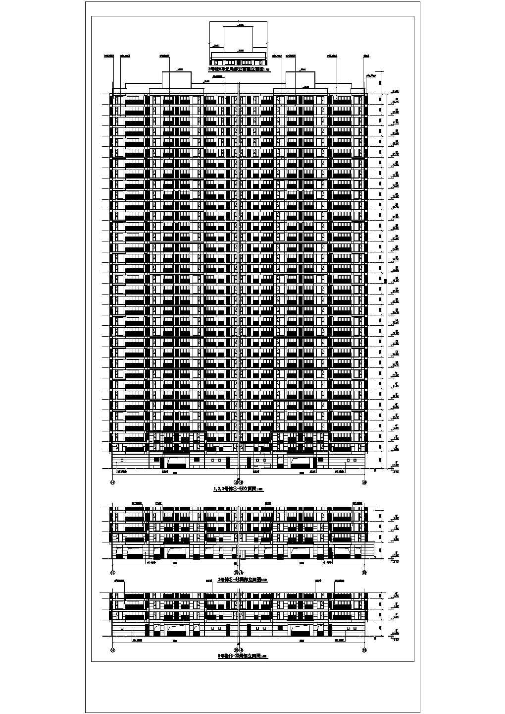 [长沙]知名地产塔式住宅楼建筑cad平立剖面图