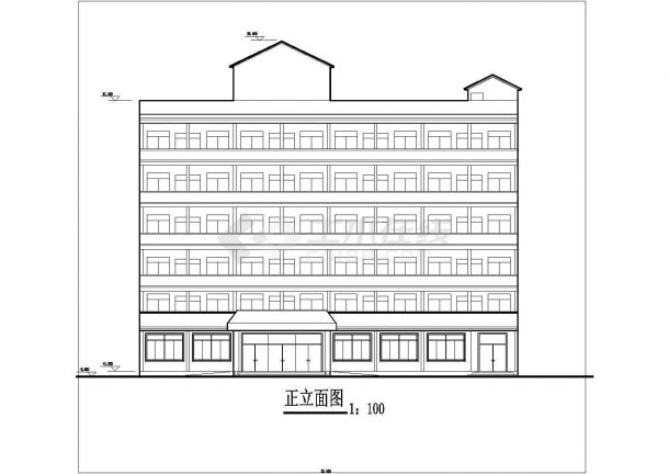 单位院内宾馆建筑施工设计CAD方案图-图二