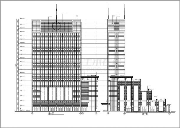 综合商业办公楼总平面图及楼层平面图-图二