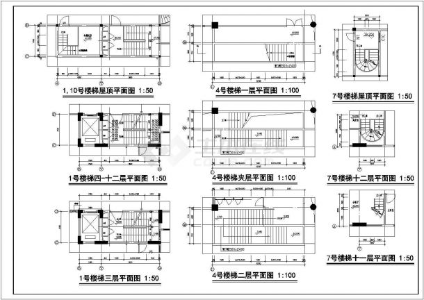 某十二层住宅楼梯及阳台建筑设计节点详图-图二