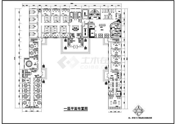 某市某洗浴中心建筑设计施工CAD图纸-图一