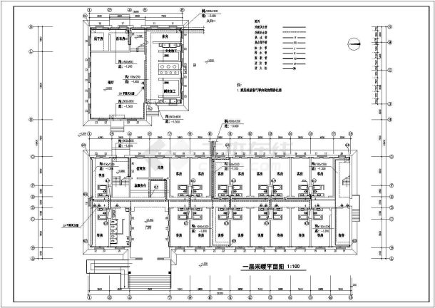 宾馆给排水及消防管道设计cad平面施工图-图一