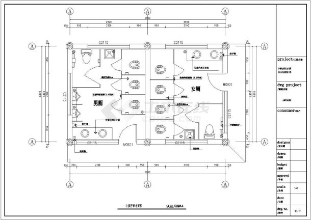 某大道公共厕所建筑CAD设计施工图-图五