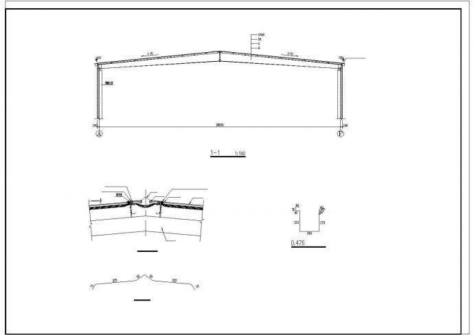 某混凝土轻型钢屋架结构厂房设计施工图_图1