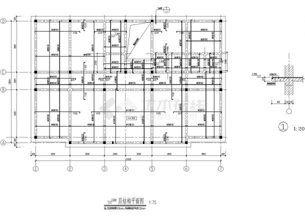 某三层办公楼建筑施工cad图纸全套-图二