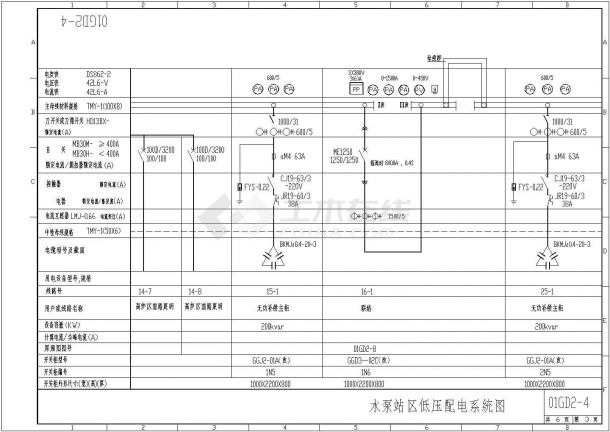 某水泵站低压配电系统CAD设计图纸-图二