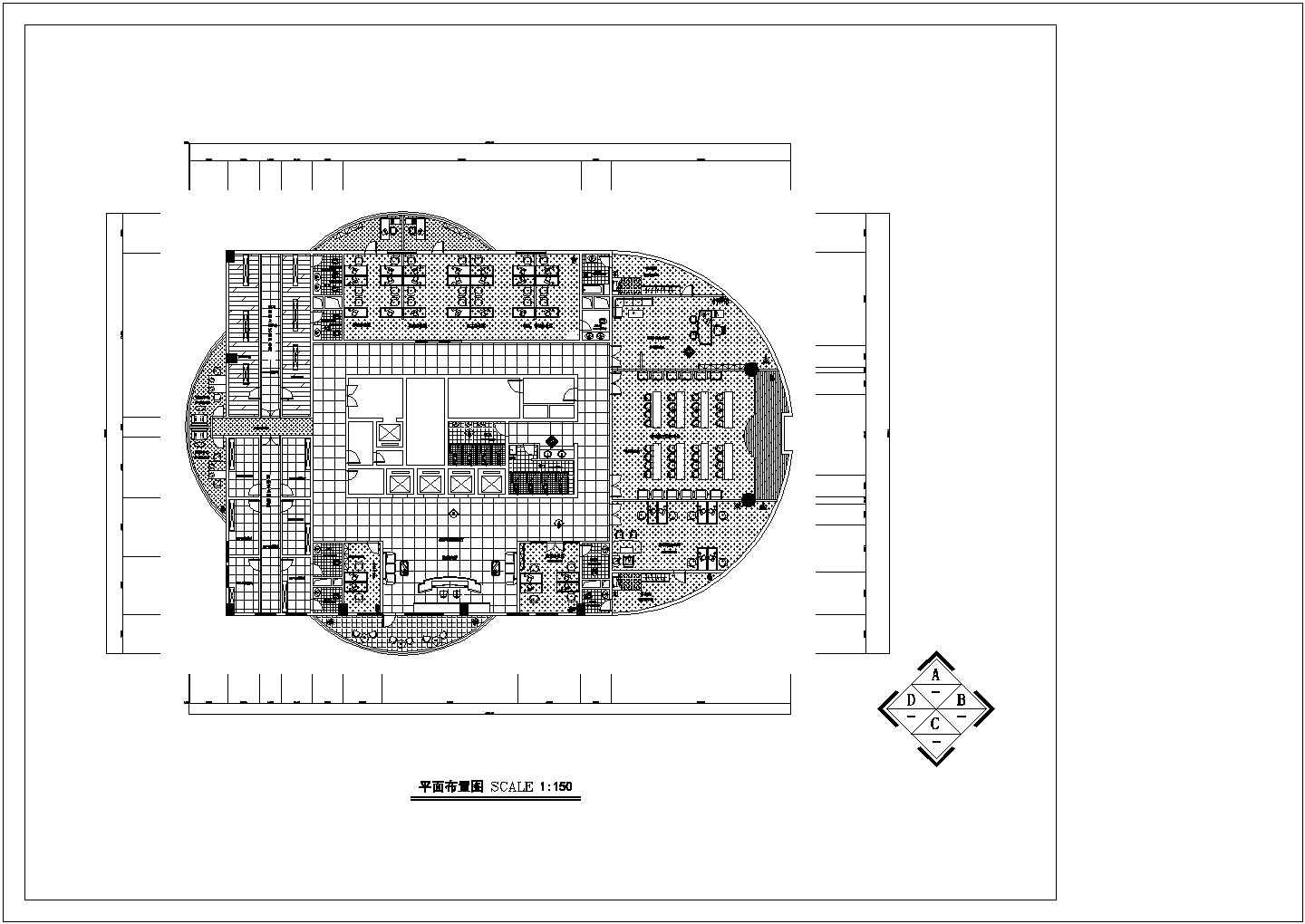 某中草药公司办公室装修设计施工CAD图