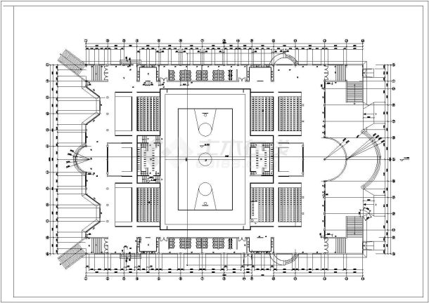 体育馆建筑结构施工全套方案设计CAD图纸-图二