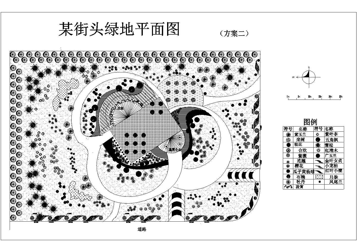 某街头绿地平面全套园林设计方案图纸