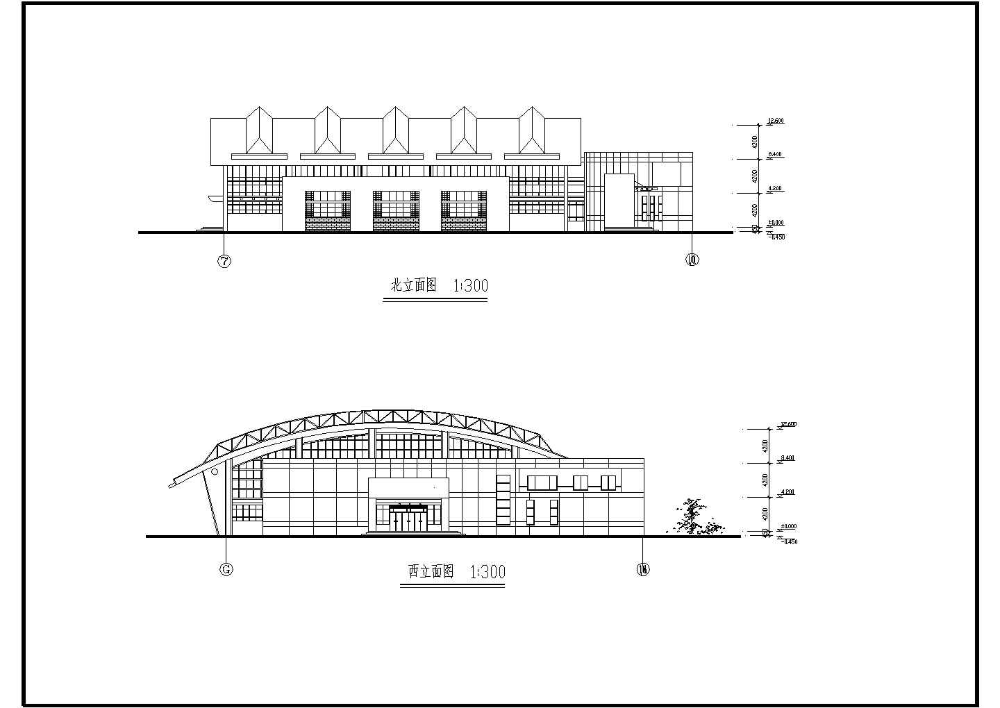 某处学校体育馆建筑CAD设计图纸